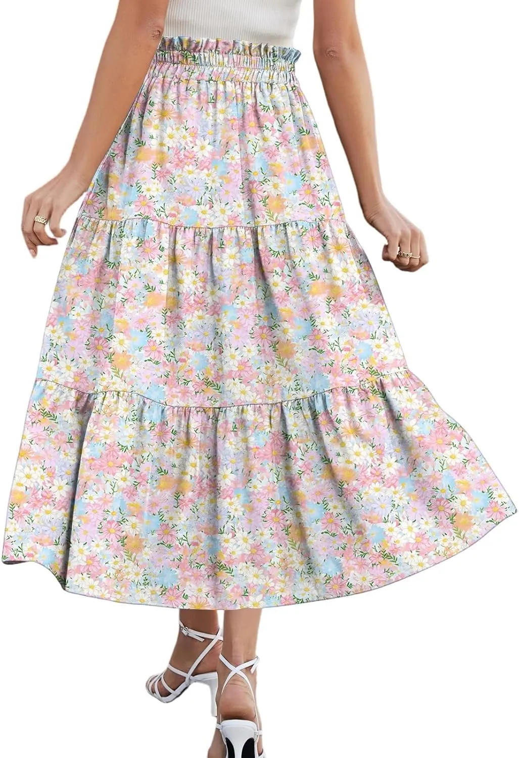 Long Hems Skirts Women Summer Partys Skirt Women's Cozy Slack Floral Expandable