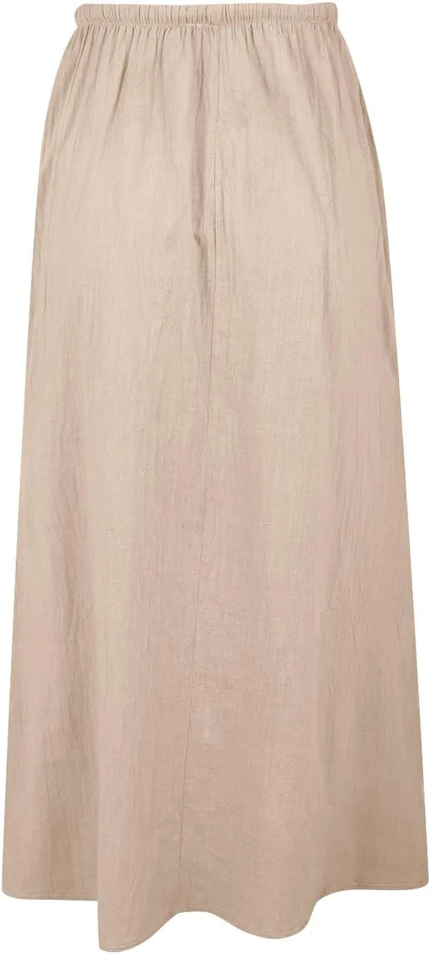 Long Skirts for Women Cotton Linen Boho Maxi Skirt Spring Summer Trendy Vacation Casual Flowy Drawstring Skirts