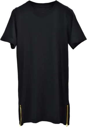 Maiyifu-GJ Mens Hip Hop Hipster Streetwear Short Sleeve Fashion Workout Side Zipper Trim Tee Elongated Longline T-Shirts