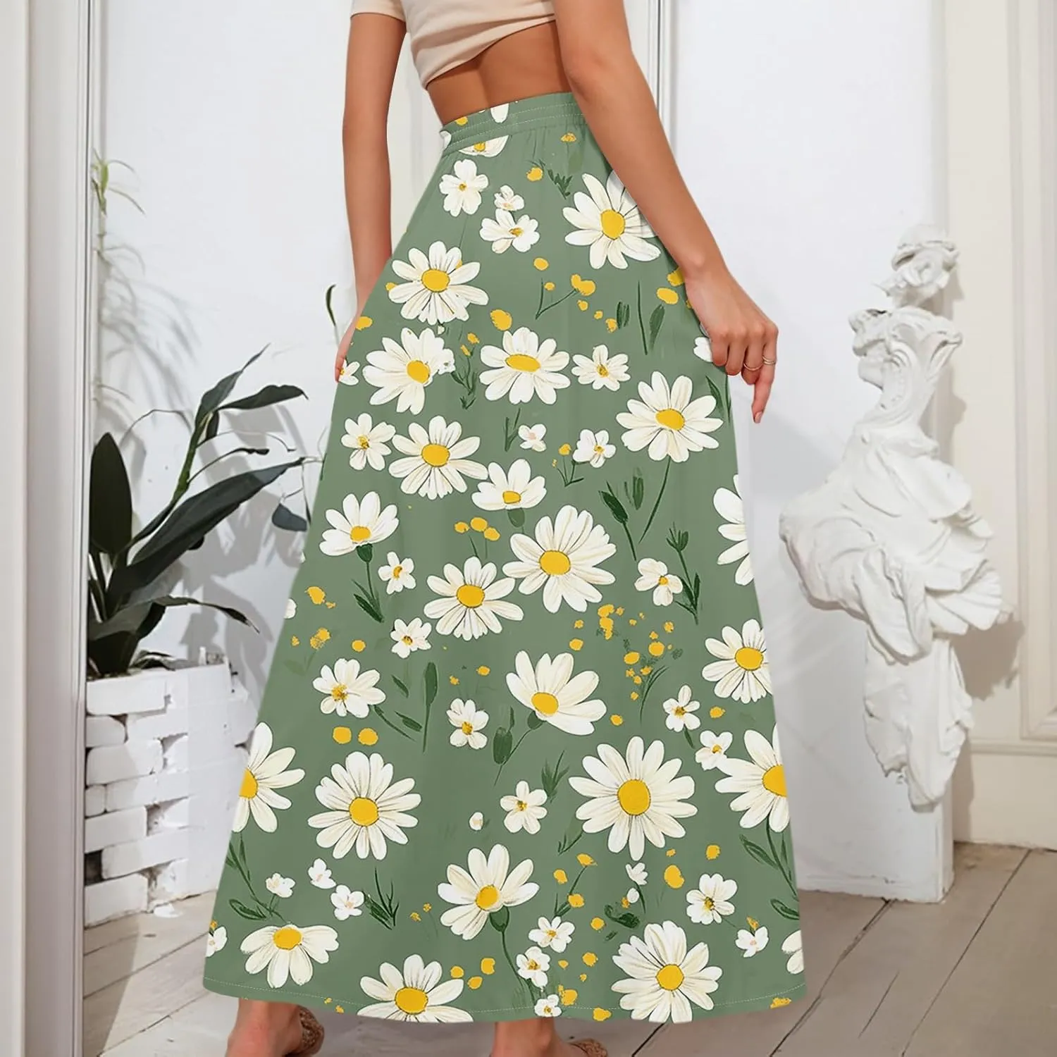 Maxi Skirt for Women 2025 Tall Summer Drawstring High Waisted Aline Skirt Loose Pleated Long Boho Skirts with Pockets