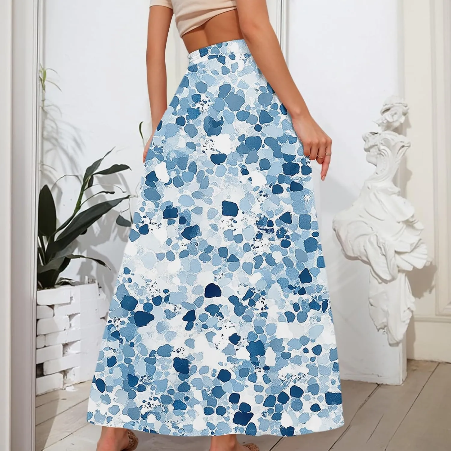 Maxi Skirt for Women 2025 Tall Summer Drawstring High Waisted Aline Skirt Loose Pleated Long Boho Skirts with Pockets