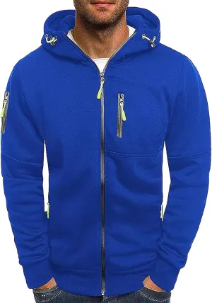 Men Hoodies Casual Hoodies for Men Full Zip Long Sleeve Sweatshirt Sports Hooded Work Jacket Tops with Zip Pockets