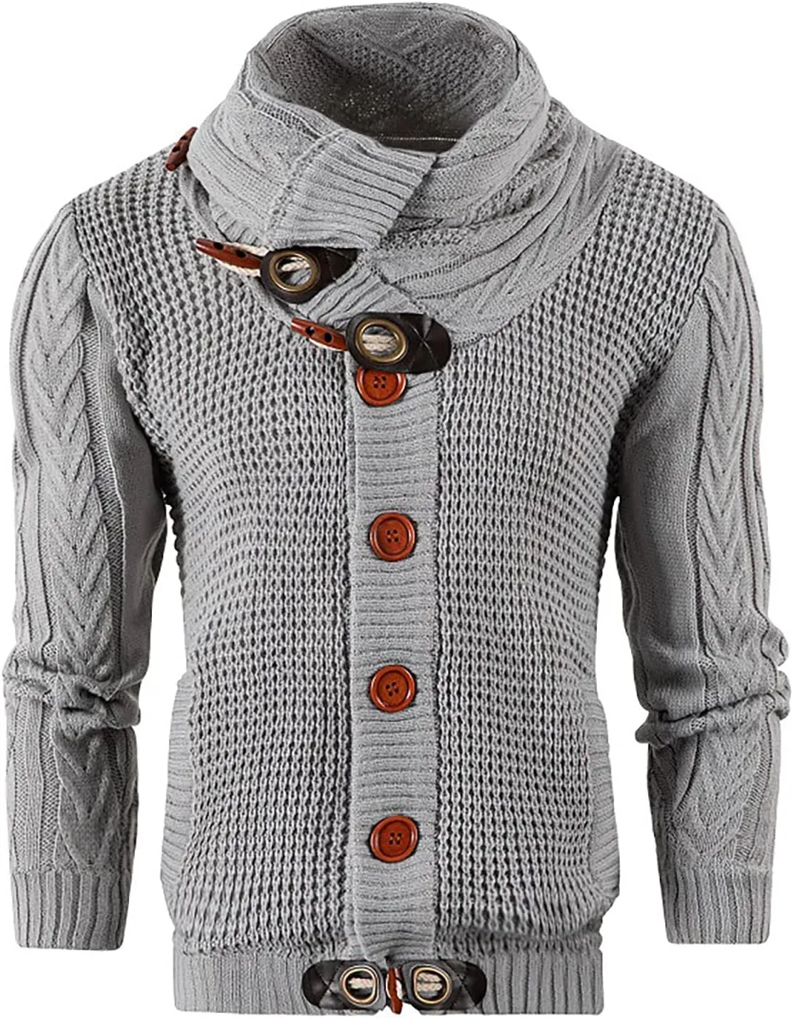 Men's Cardigan Shawl Collar Sweater Cardigans Button Up Knit Cardigan Outwear Slim Fit Lightweight Cable Knit Sweaters