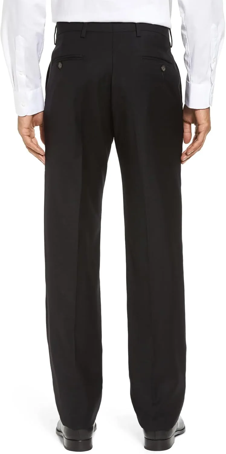 Mens Classic Fit Flat Front Hidden Expandable Waist Dress Pants No Iron Suit Pants