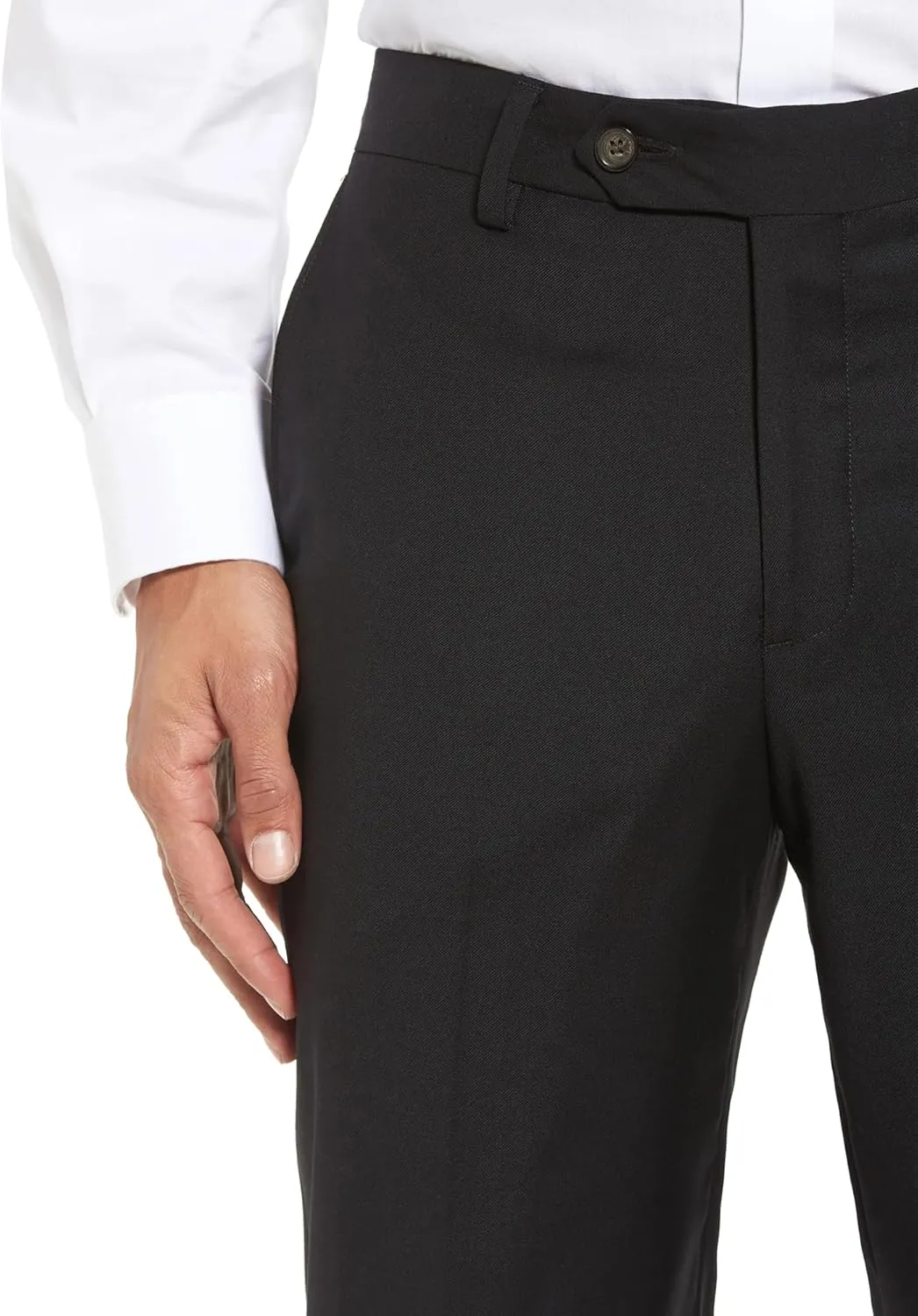 Mens Classic Fit Flat Front Hidden Expandable Waist Dress Pants No Iron Suit Pants