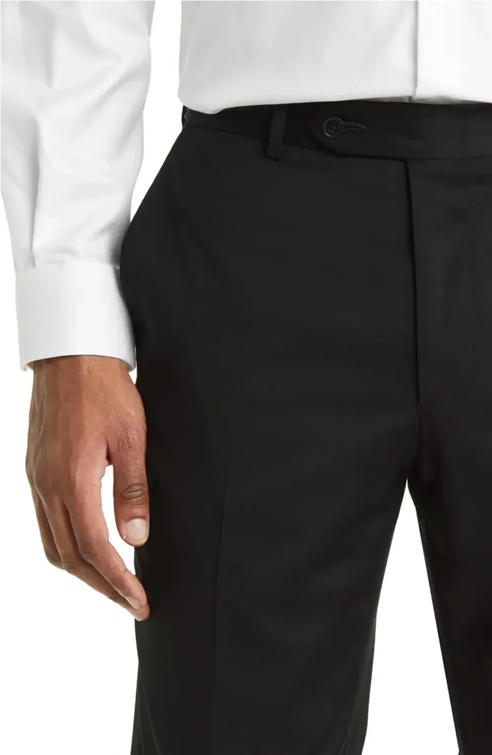 Mens Classic Fit Flat Front Hidden Expandable Waist Dress Pants No Iron Suit Pants