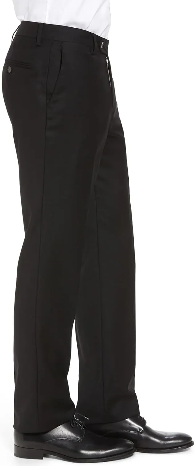 Mens Classic Fit Flat Front Hidden Expandable Waist Dress Pants No Iron Suit Pants