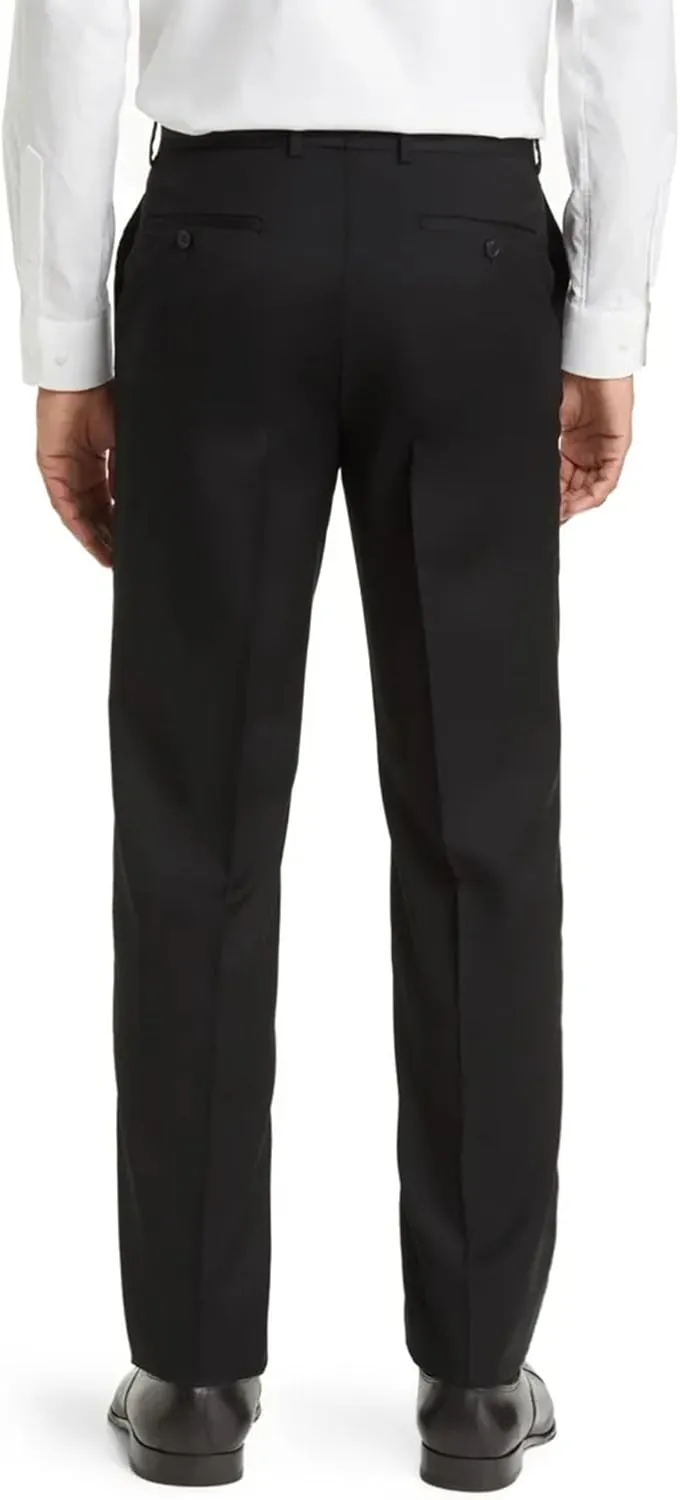 Mens Classic Fit Flat Front Hidden Expandable Waist Dress Pants No Iron Suit Pants
