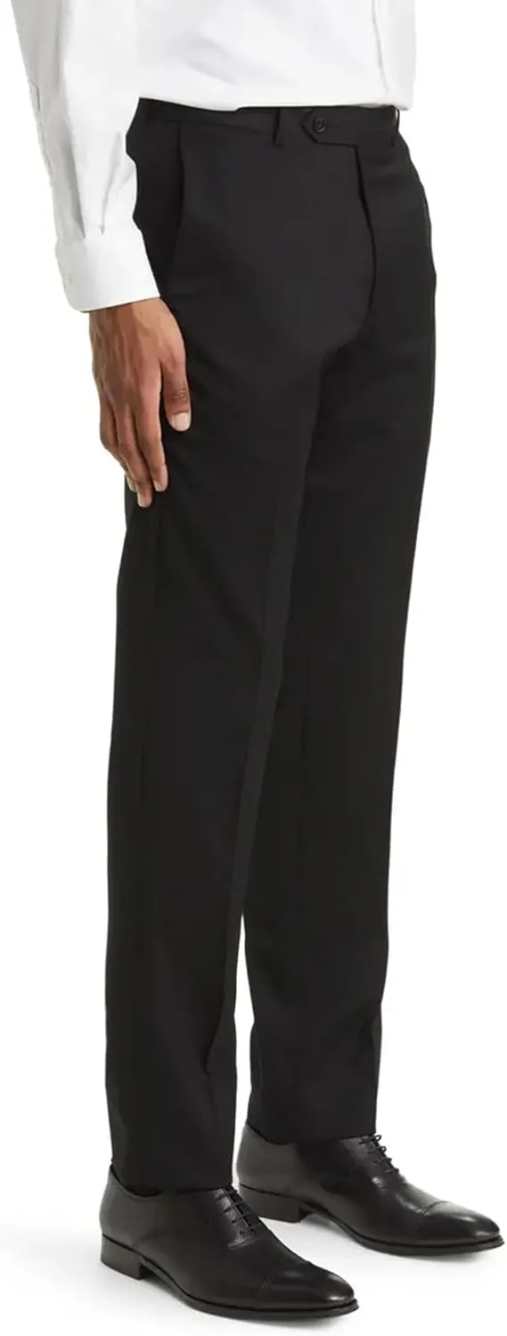 Mens Classic Fit Flat Front Hidden Expandable Waist Dress Pants No Iron Suit Pants