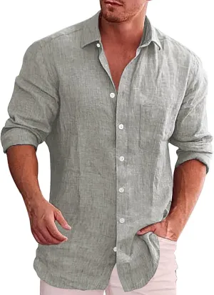Mens Cotton Linen Beach Shirts Mens Cotton Linen Henley Shirts Beach Yoga Summer Solid T Shirt Lightweight Breathable Tops