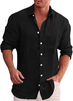 Mens Cotton Linen Beach Shirts Mens Cotton Linen Henley Shirts Beach Yoga Summer Solid T Shirt Lightweight Breathable Tops
