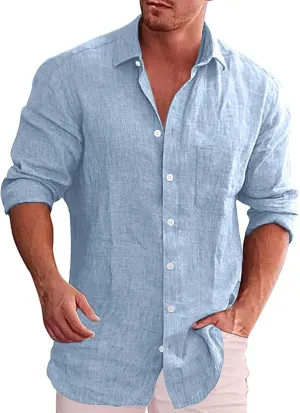 Mens Cotton Linen Beach Shirts Mens Cotton Linen Henley Shirts Beach Yoga Summer Solid T Shirt Lightweight Breathable Tops
