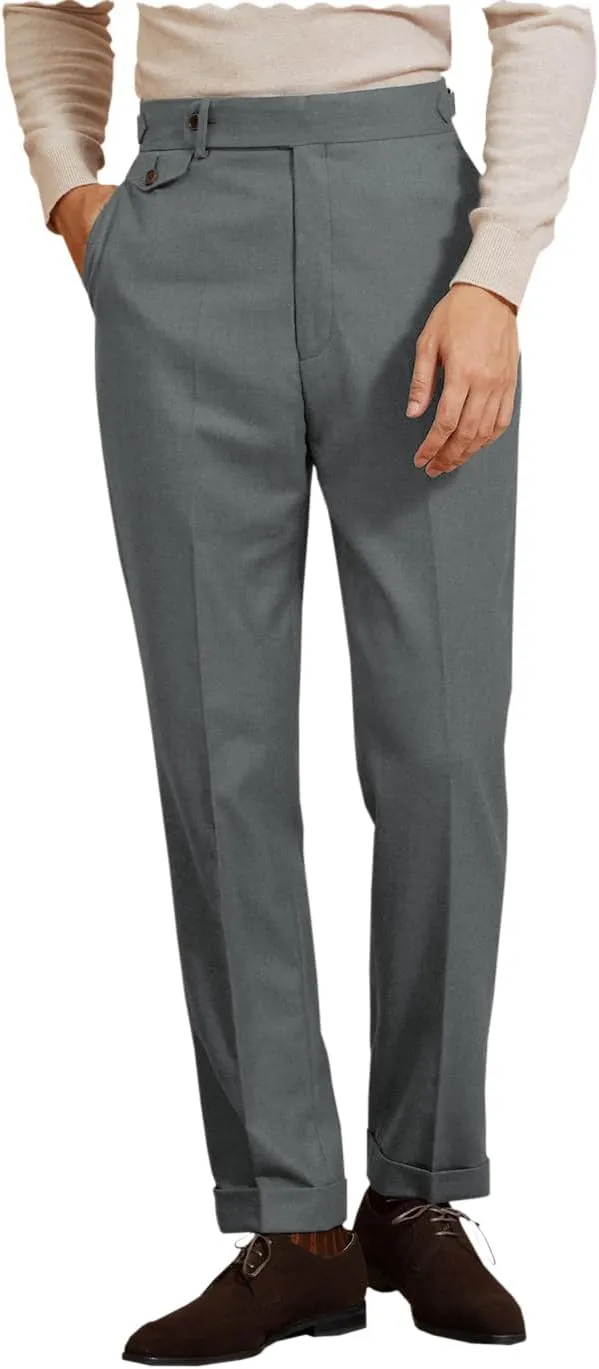 Men's Dress Pants Pleated Front Casual Hidden Expandable Waist Dress Suit Pants