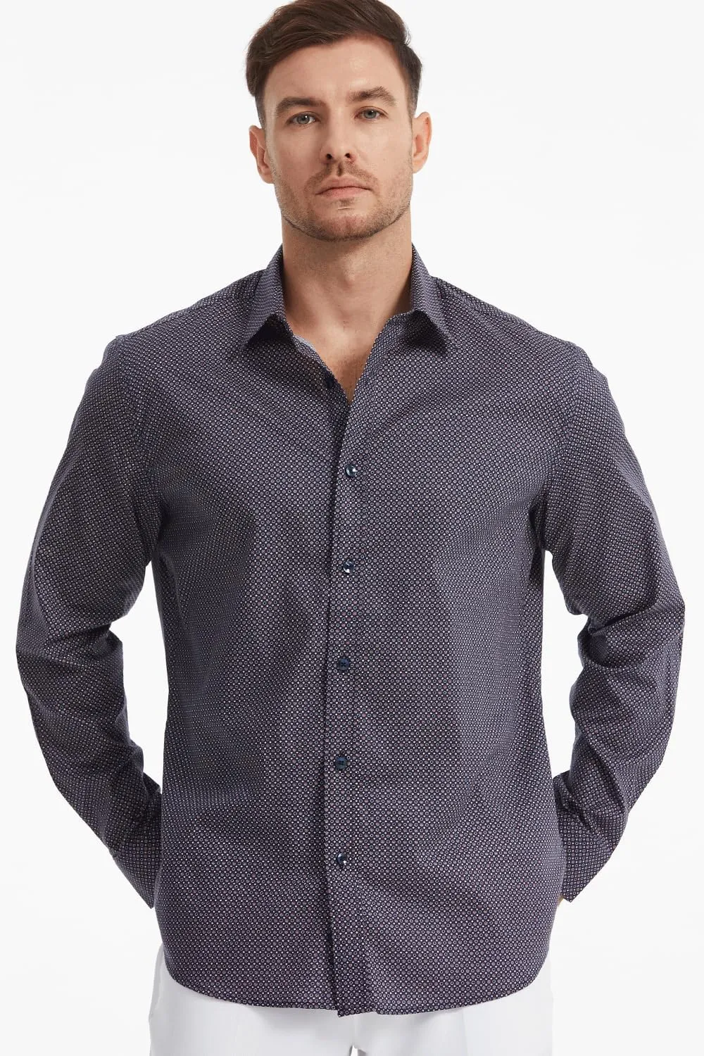 Men's Floral Dress Button Down Shirt Mens Long Sleeve Casual Cotton Shirt