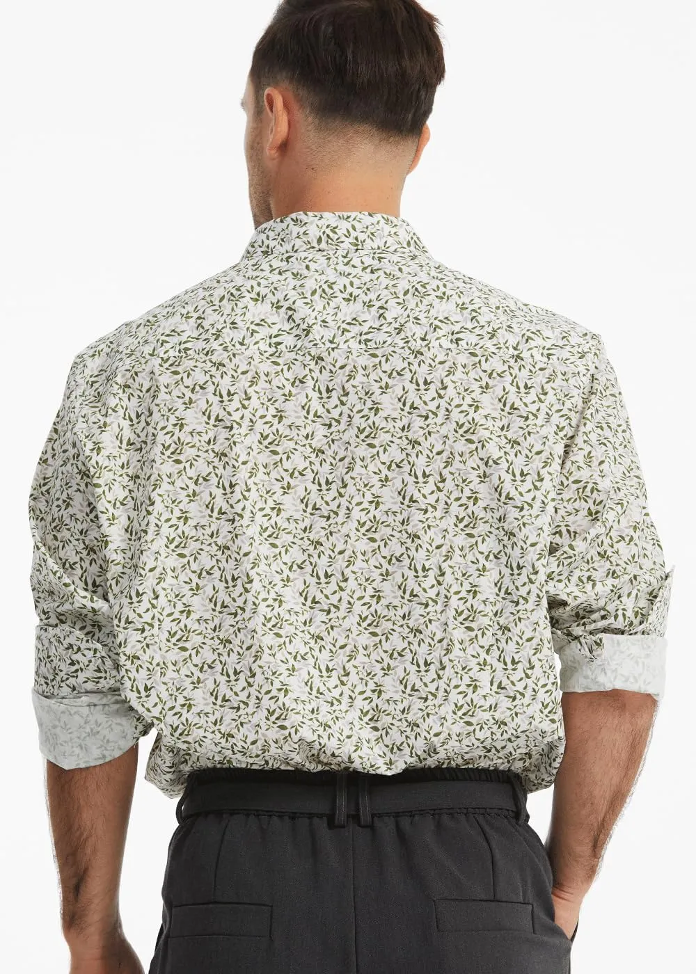 Men's Floral Dress Button Down Shirt Mens Long Sleeve Casual Cotton Shirt