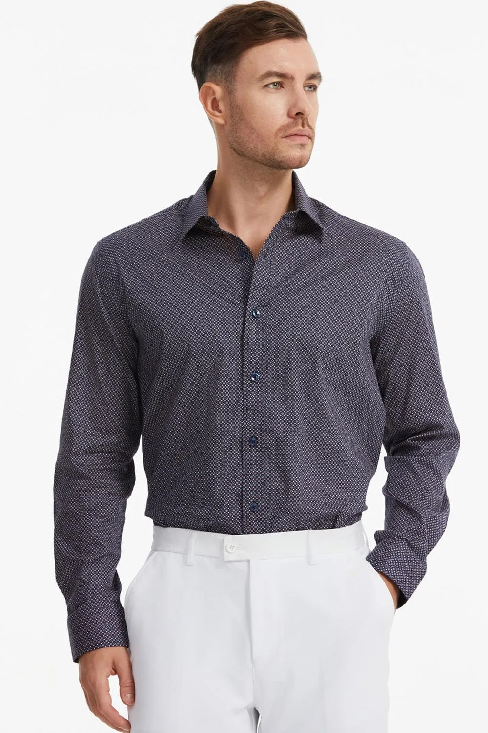 Men's Floral Dress Button Down Shirt Mens Long Sleeve Casual Cotton Shirt