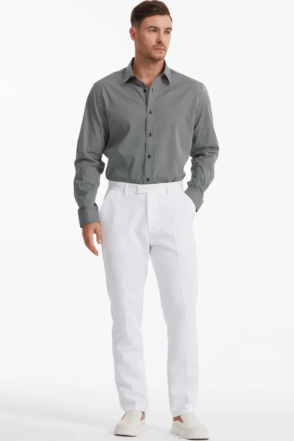 Men's Floral Dress Button Down Shirt Mens Long Sleeve Casual Cotton Shirt