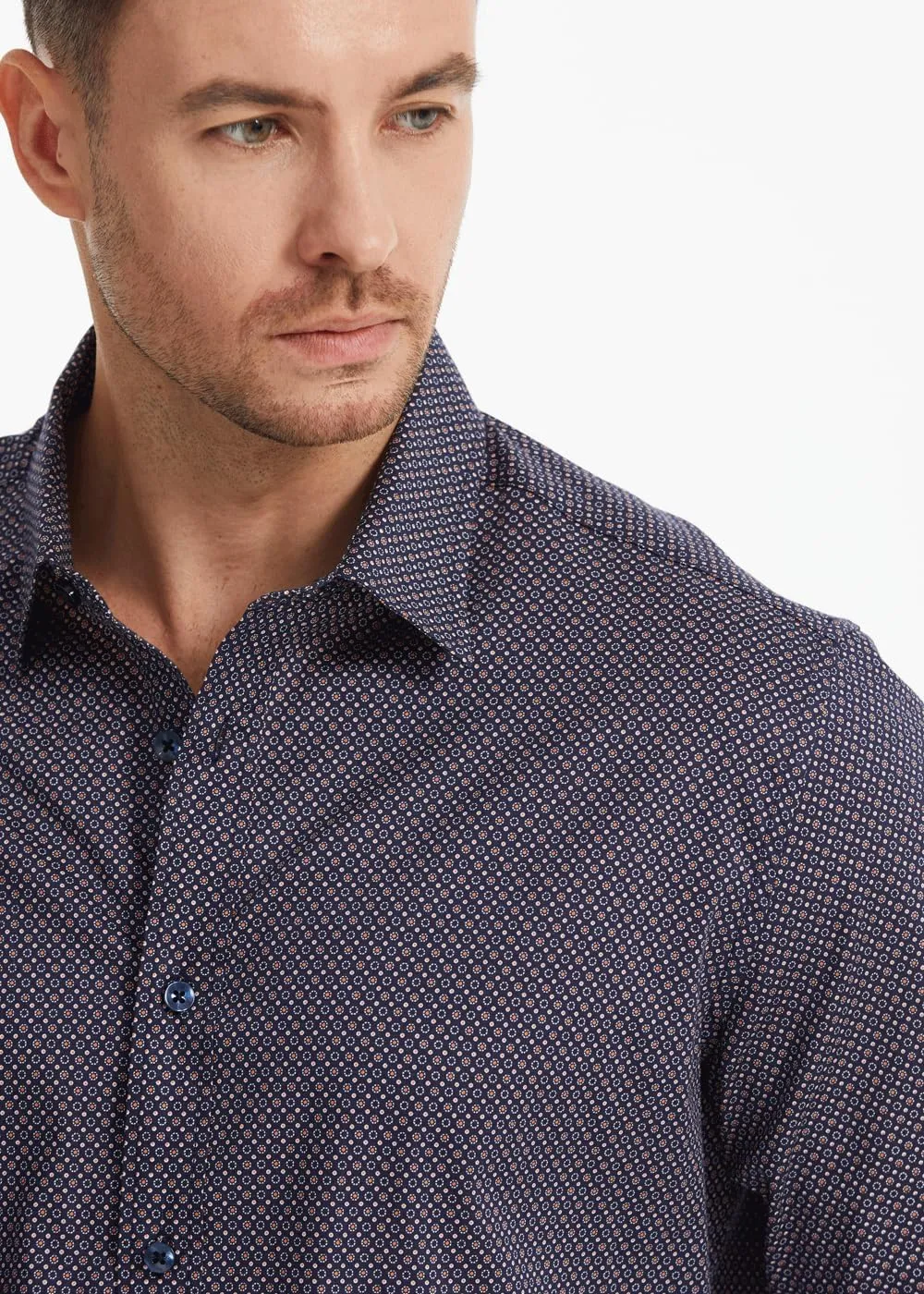 Men's Floral Dress Button Down Shirt Mens Long Sleeve Casual Cotton Shirt
