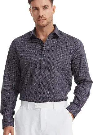 Men's Floral Dress Button Down Shirt Mens Long Sleeve Casual Cotton Shirt