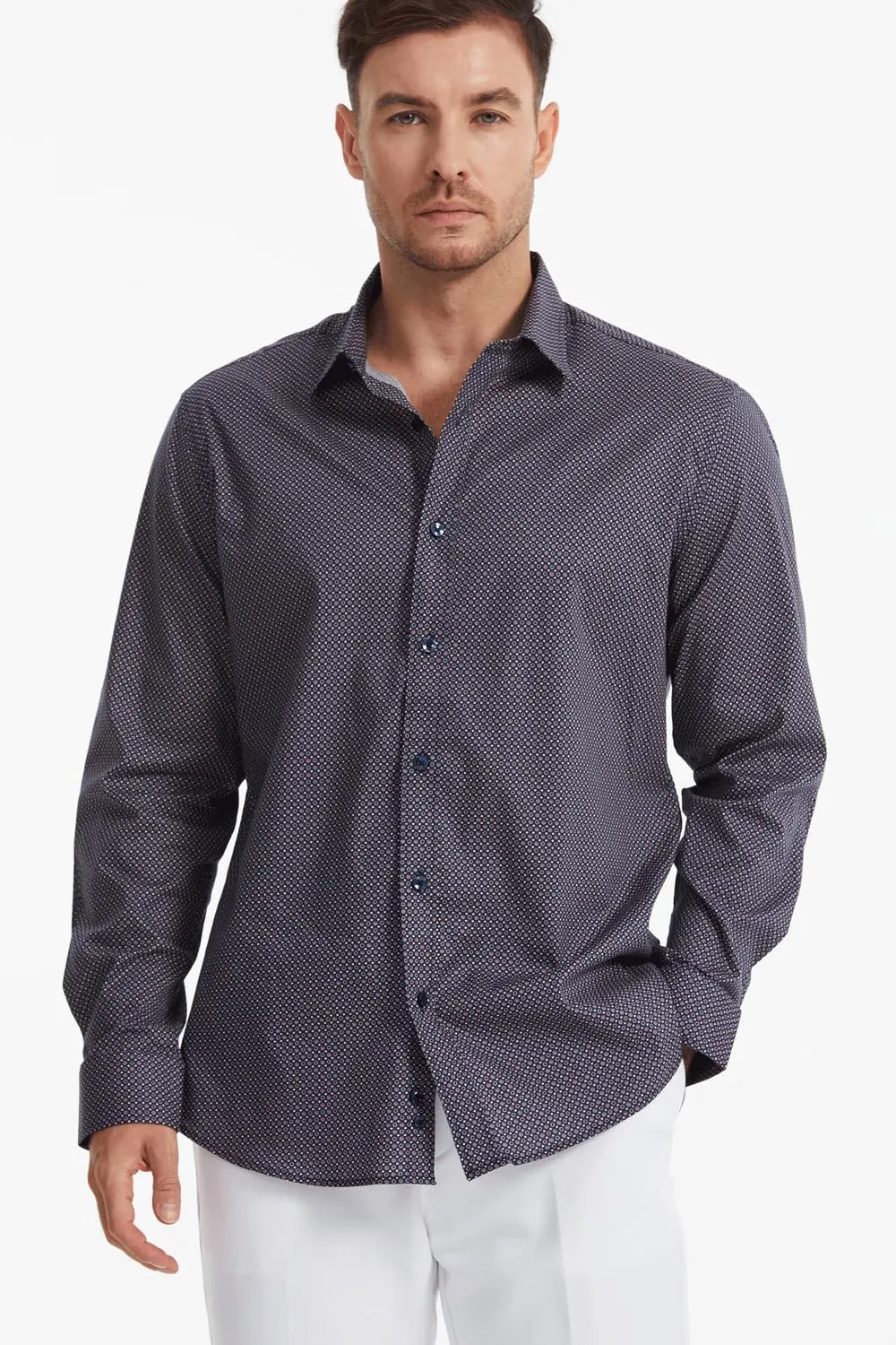 Men's Floral Dress Button Down Shirt Mens Long Sleeve Casual Cotton Shirt