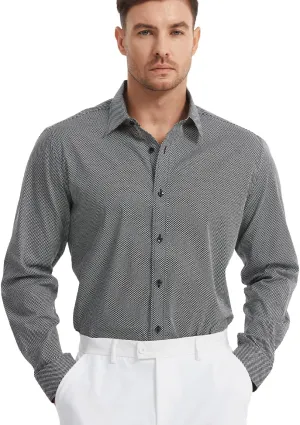 Men's Floral Dress Button Down Shirt Mens Long Sleeve Casual Cotton Shirt