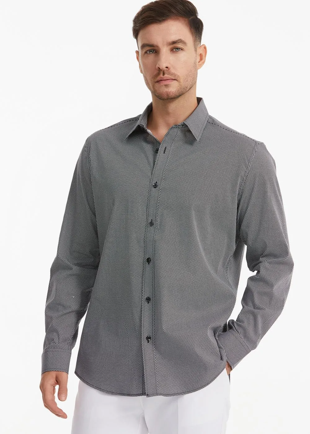 Men's Floral Dress Button Down Shirt Mens Long Sleeve Casual Cotton Shirt