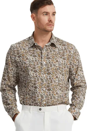Men's Floral Dress Button Down Shirt Mens Long Sleeve Casual Cotton Shirt