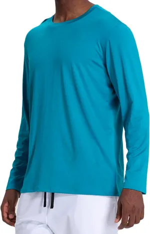 Mens Light Weight Sun Shirts UV Protection Long Sleeve Breathable Tshirts SPF Rash Guard for Fishing Hiking Running