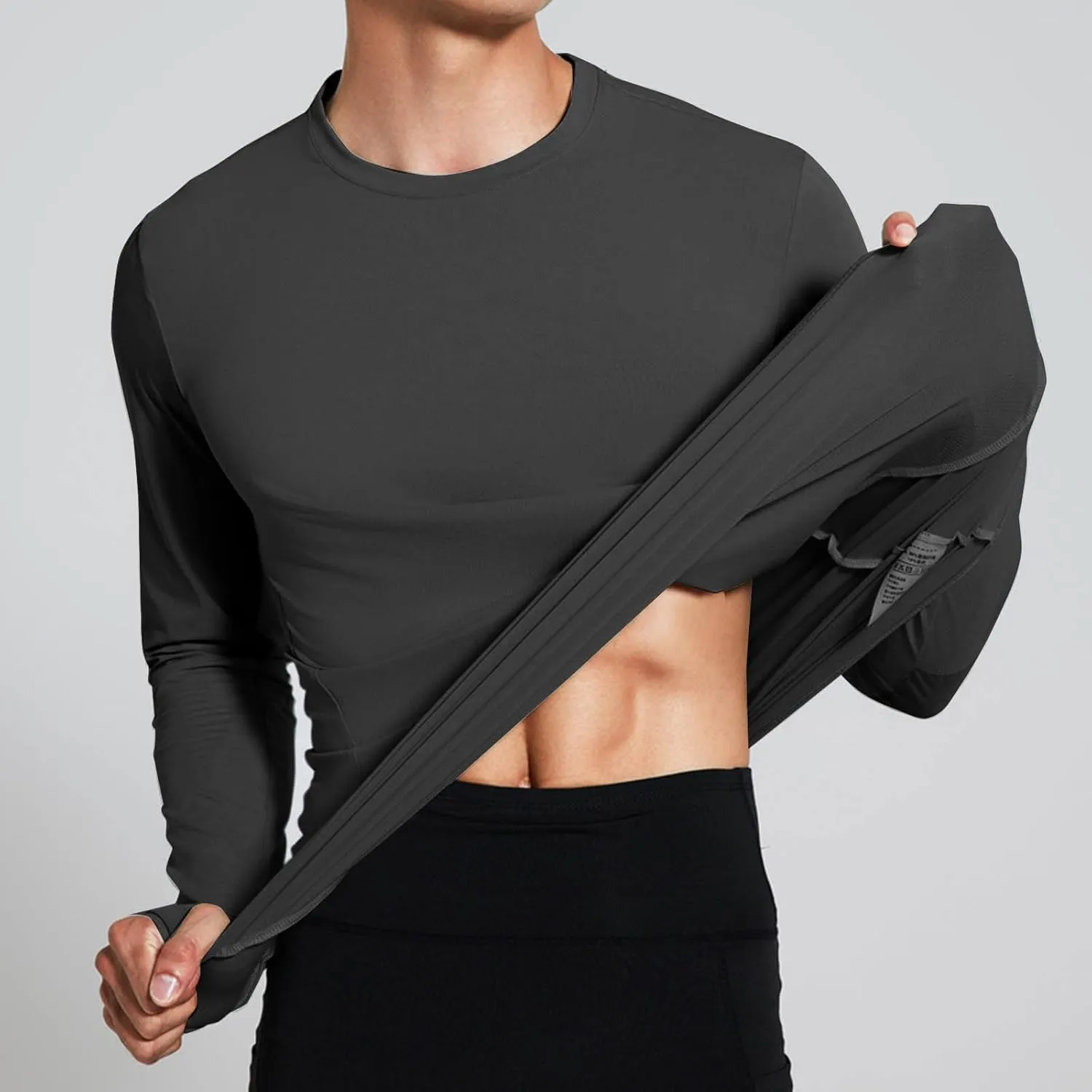 Mens Long Sleeve Shirts UPF 50  UV Sun Protection Athletic Shirt for Hiking Running Workout Rash Guard with Thumb Hole