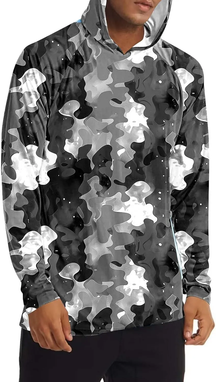 Men's Sun Protection Hoodie Shirt UPF 50  Long Sleeve Rash Guard Outdoor Fishing Lightweight Camo Quick Dry UV Shirts