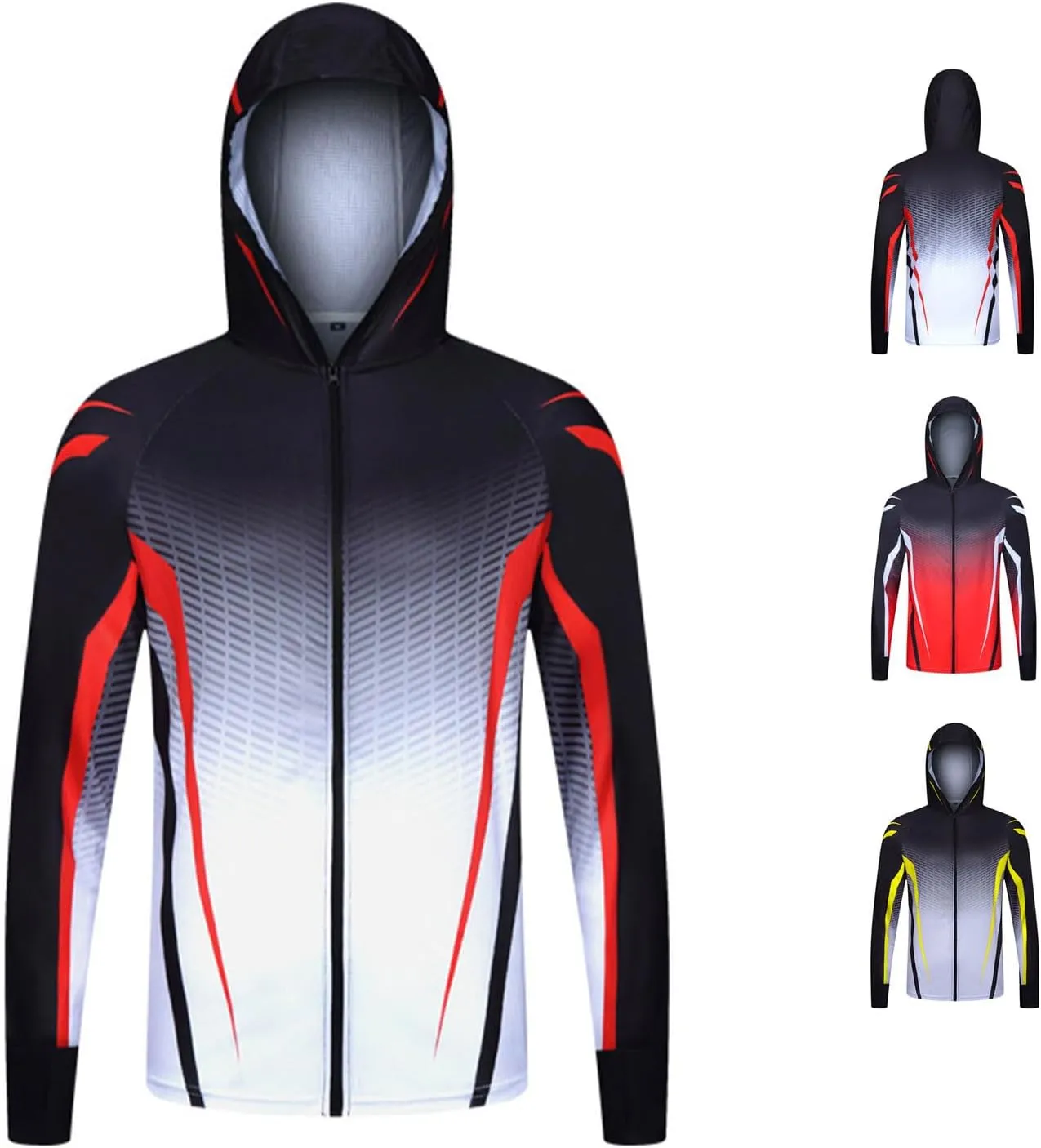 Mens Sun Protection Jacket Lightweight Thin Breathable Full Zip Hoodie Hiking Fishing Outdoor Quick Dry Hiking Shirt