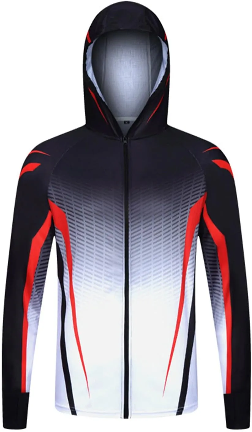 Mens Sun Protection Jacket Lightweight Thin Breathable Full Zip Hoodie Hiking Fishing Outdoor Quick Dry Hiking Shirt
