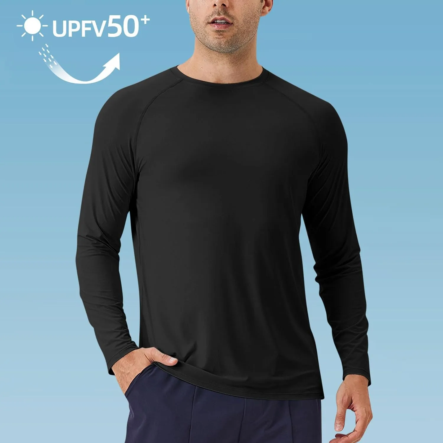 Men's Sun Protection Shirts Long Sleeve Rash Guard UV SPF UPF 50  Fishing Running Quick Dry Lightweight Pullover Tops