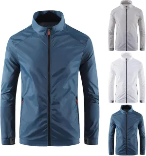 Mens UPF 50  Full Zip Up Sun Protection Jacket Casual Long Sleeve Lightweight UV Shirts for Hot Weather Hiking Fishing