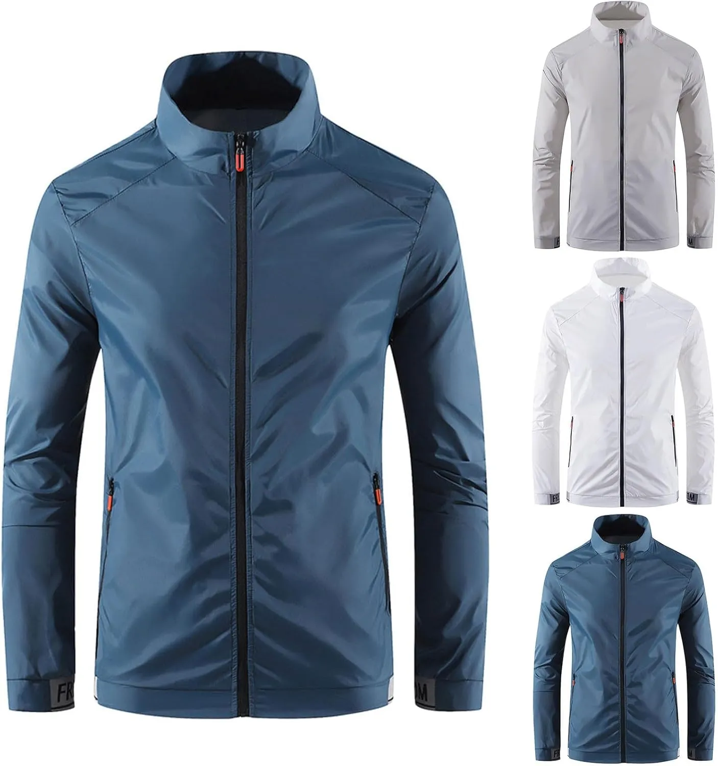 Mens UPF 50  Full Zip Up Sun Protection Jacket Casual Long Sleeve Lightweight UV Shirts for Hot Weather Hiking Fishing