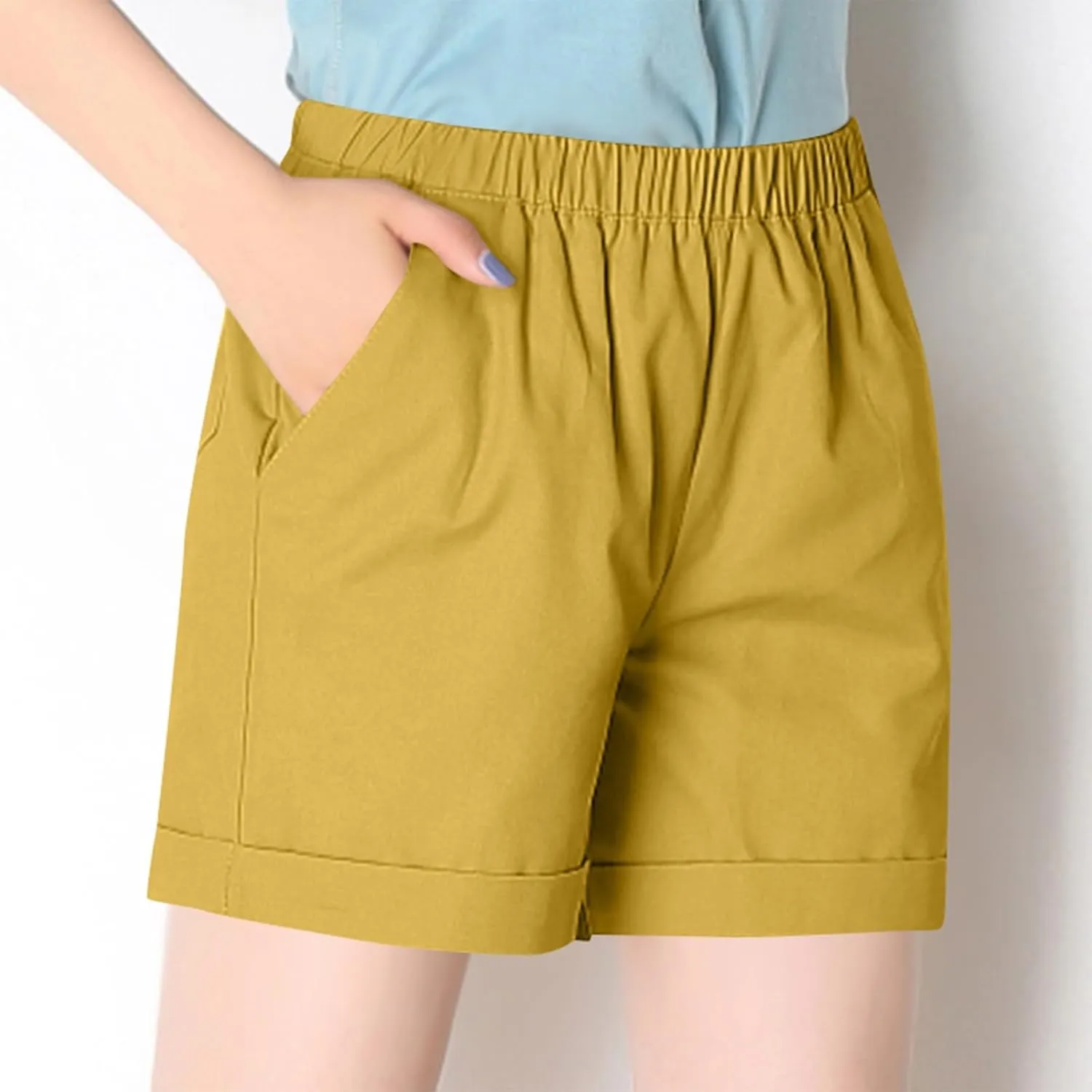 NBXNZWF Linen Shorts for Women 2025 Summer Loose Casual Comfy Elastic Waist Pants Beach Vacation Gym Shorts with Pockets