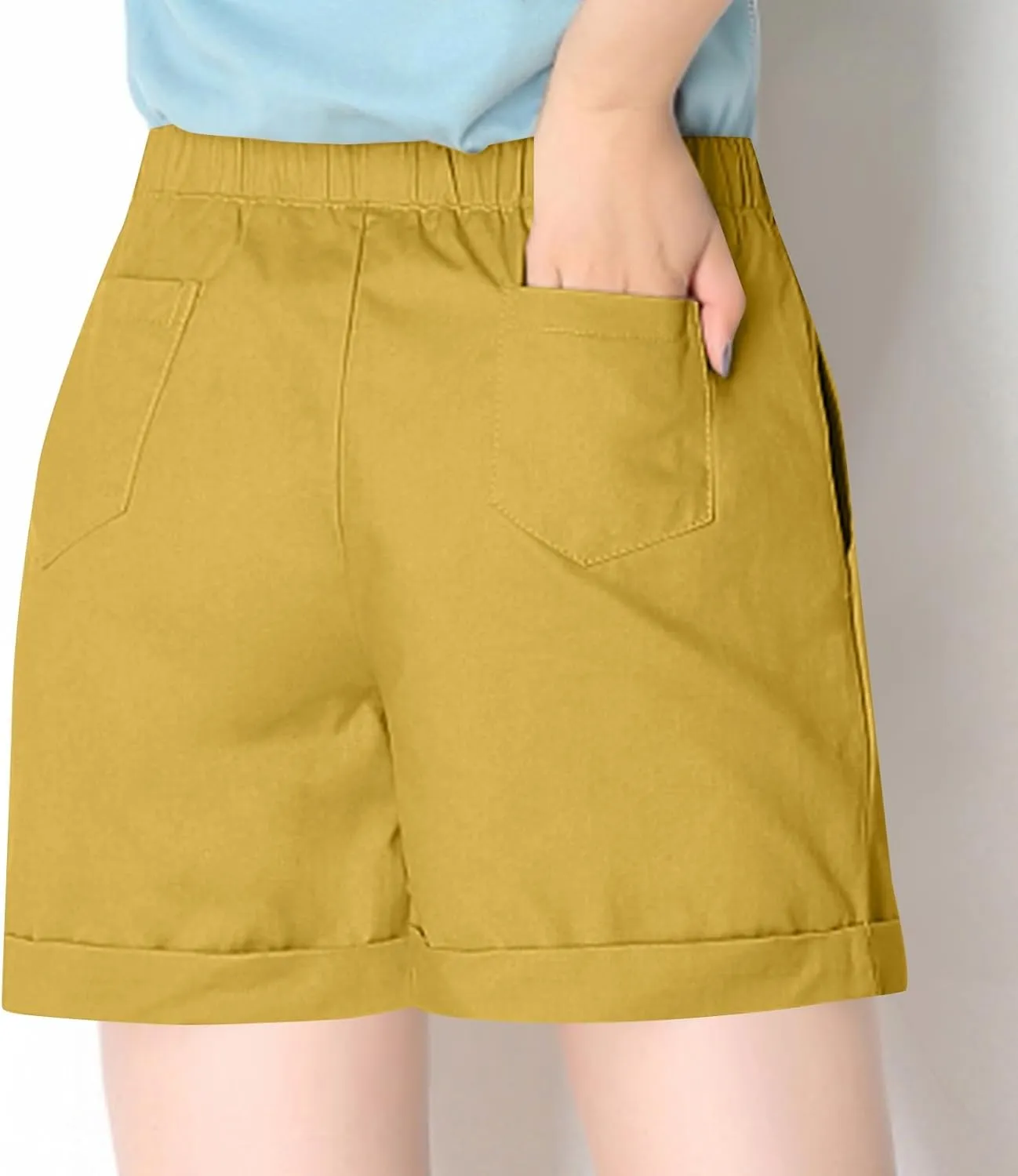 NBXNZWF Linen Shorts for Women 2025 Summer Loose Casual Comfy Elastic Waist Pants Beach Vacation Gym Shorts with Pockets