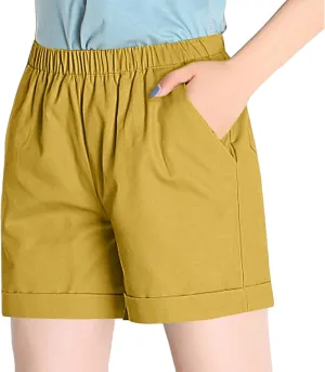 NBXNZWF Linen Shorts for Women 2025 Summer Loose Casual Comfy Elastic Waist Pants Beach Vacation Gym Shorts with Pockets
