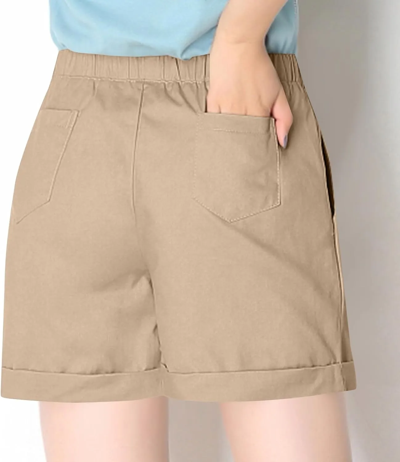 NBXNZWF Linen Shorts for Women 2025 Summer Loose Casual Comfy Elastic Waist Pants Beach Vacation Gym Shorts with Pockets