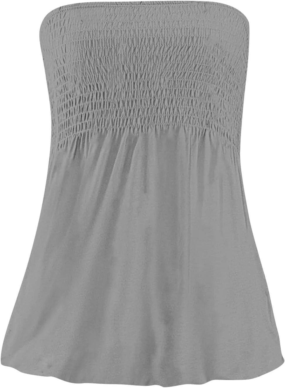 NBXNZWF Womens Tube Tops Off The Shoulder Smocked Strapless Sexy Tanks Summer Casual Bandeau Sleeveless Backless Shirts