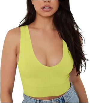 Oplxuo Womens Sexy Deep V-Neck Ribbed Tank Tops Cropped Slim Fit Y2K Going Out Sleeveless Shirts