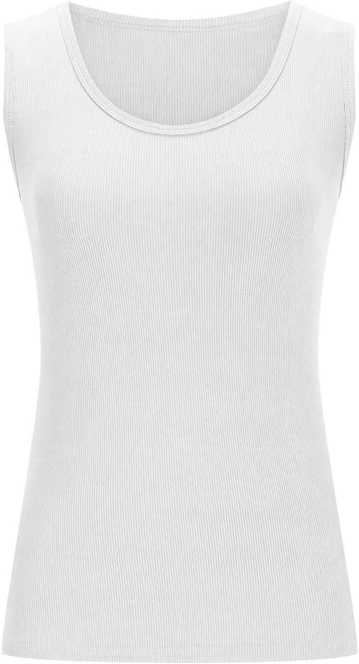 Oplxuo Women's Summer Tank Tops Square Neck Athletic Ribbed Knit Sleeveless T Shirts Slim Fit Gym Workout Cami Tee Blouses