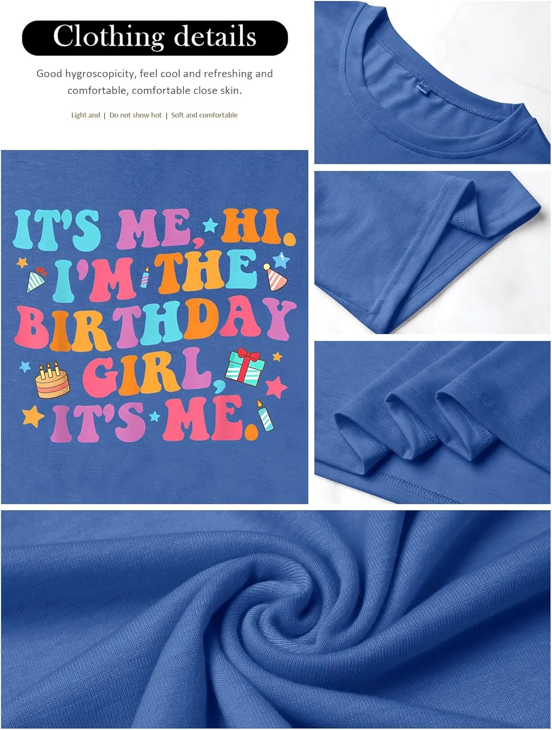 Oversized Shirt for Women It's Me Hi I'm Birthday Girl It's Me Letter Tee Shirt Party Short Sleeve Tops