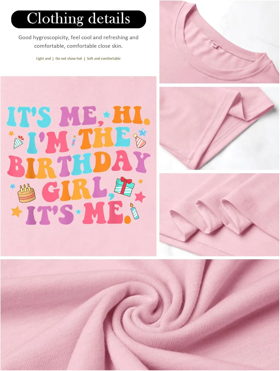 Oversized Shirt for Women It's Me Hi I'm Birthday Girl It's Me Letter Tee Shirt Party Short Sleeve Tops