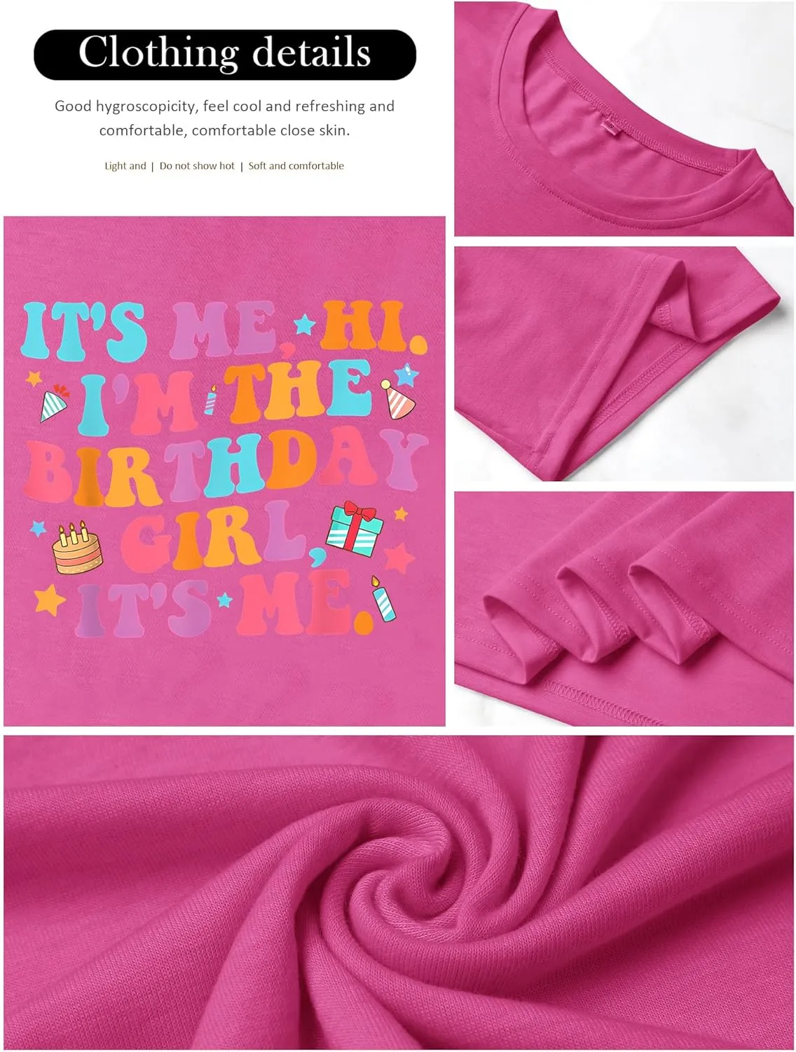 Oversized Shirt for Women It's Me Hi I'm Birthday Girl It's Me Letter Tee Shirt Party Short Sleeve Tops