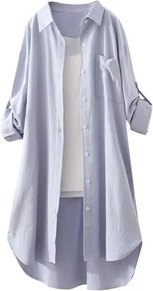 Plaid Shirts for Women 2025 Fashion Oversized Long Button Up Blouses Summer Beach Cover Up