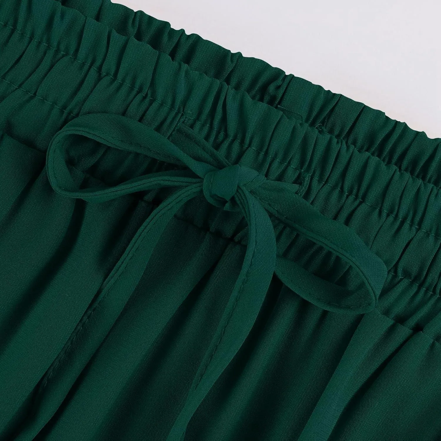 Pleated Maxi Skirts for Women Summer Drawstring High Waisted Aline Skirt Beach Tiered Long Beach Skirt with Pockets