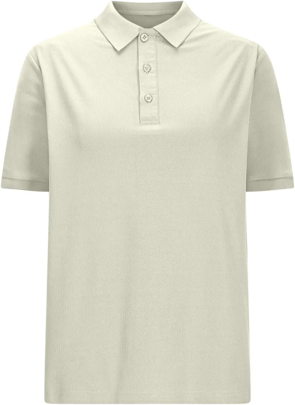 Plus Size Basic Golf Polo Shirts Women Summer Mesh Quick Dry Short Sleeve Button Up Collared T-Shirt Lightweight Casual Tops