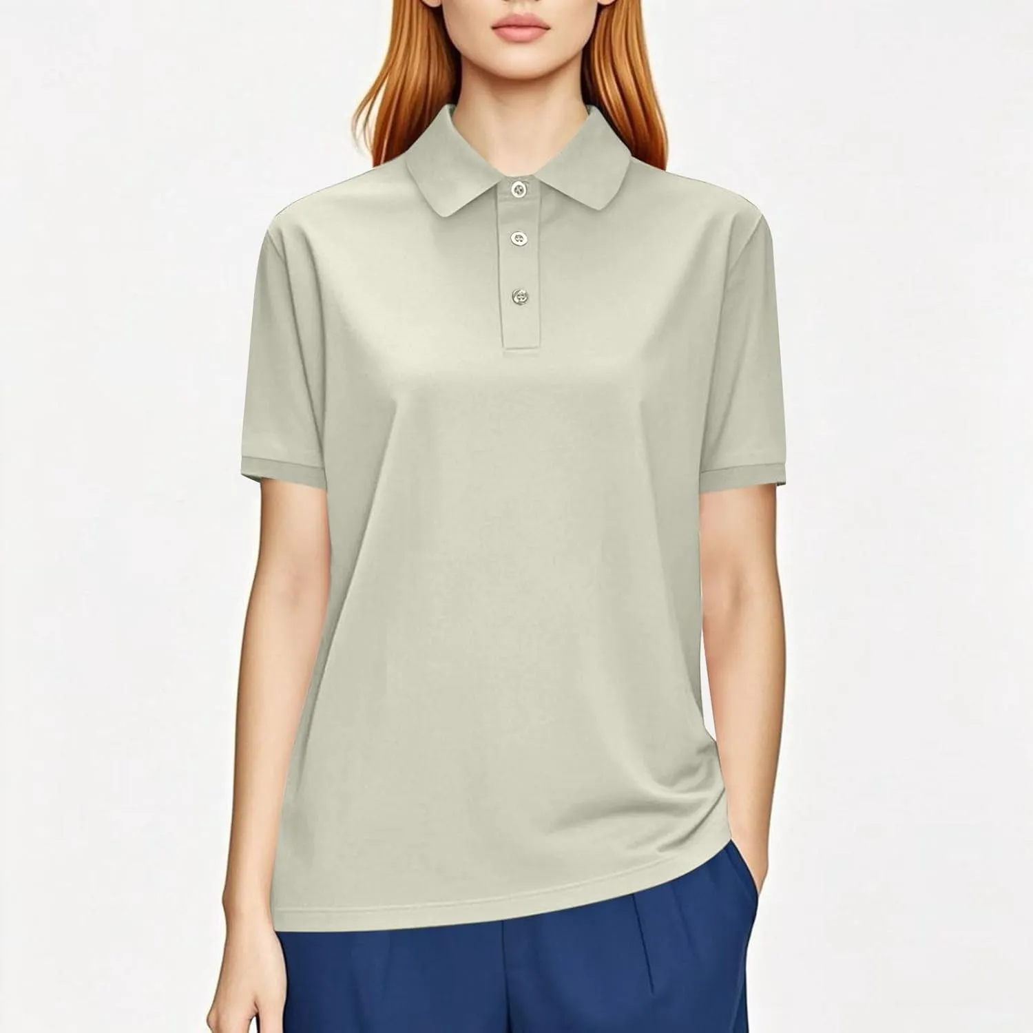 Plus Size Basic Golf Polo Shirts Women Summer Mesh Quick Dry Short Sleeve Button Up Collared T-Shirt Lightweight Casual Tops