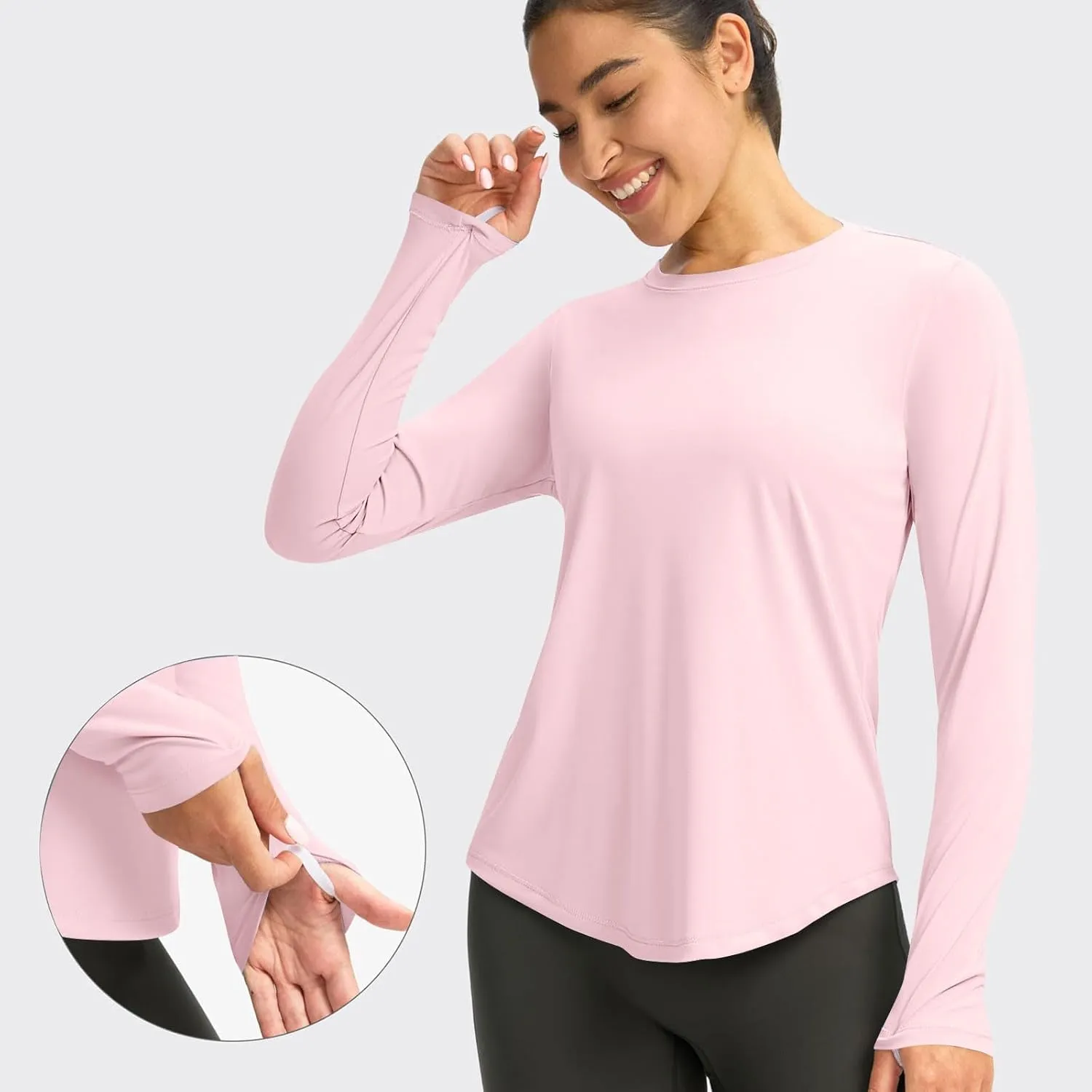 Rash Guard for Women UPF 50  SPF UV Protection Workout Tops with Thumb Hole Long Sleeve Lightweight Hiking Swim Shirts
